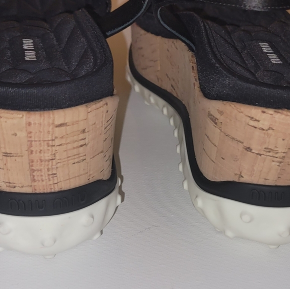 Miu Miu Black Satin Ankle Strap Platform Sandals - Size 5 - Picture 5 of 8